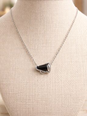Kendra Scott Silver-tone Necklace with Black CheerleaderCone Pendant